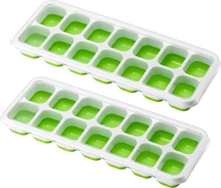 IJsblokjes Met Flexibele Bodem | 2-Pack | IJsblokjesvorm | IJsblokjesmaker | Met Klikdeksel | Groen