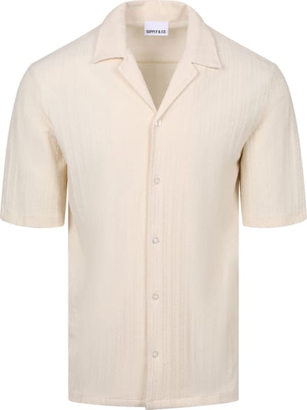 Supply & Co Short Sleeve Overhemd Stretch Off White - Maat L - Heren - Overhemden Casual