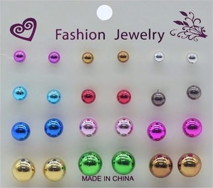 Fako Bijoux® - Oorbellen - Parel - Acryl - Mix 4 Kleuren - 12 Paar