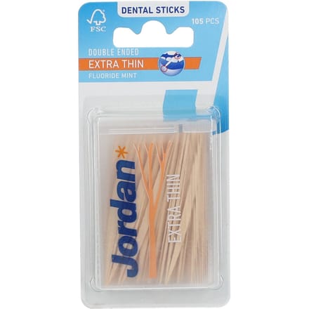 Jordan - Dental Sticks - Extra dunne tandenstokers - 105 Stokers