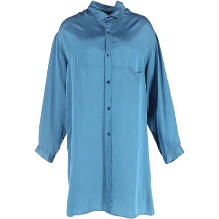 Y's by Yohji Yamamoto overhemd met knoopsluiting in blauwe zijde