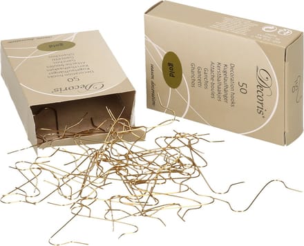 Decoris Ophanghaakjes - 200x - goud - voor kerstballen - 3,5 cm