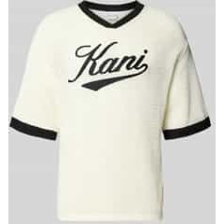 T-shirt in gehaakte look met V-hals