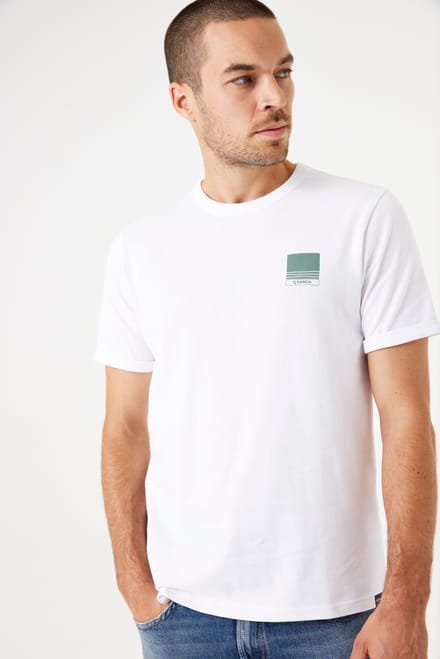 GARCIA Heren Print T-shirt Wit Korte mouw