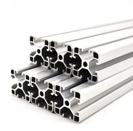 6x Aluminium Profiel met Groef 8 - 40x40 mm - Lengte 130 cm - Zwart