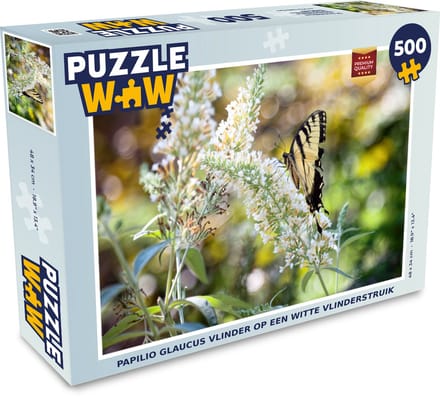 Puzzel Papilio glaucus vlinder op een witte vlinderstruik - Legpuzzel - Puzzel 500 stukjes