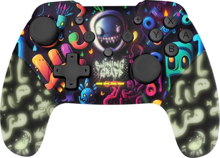 Freeks and Geeks Draadloze Controller - Glow in the Dark - Shining Graff - Geschikt voor Switch/PC