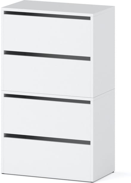 Meubel Square - Schoenenkast STEP - Set van 2 - Mat Wit - Modulaire schoenenkast zonder handgrepen