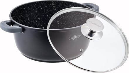 Cheffinger Braadpan met Deksel - 28cm - Zwart - Inductie