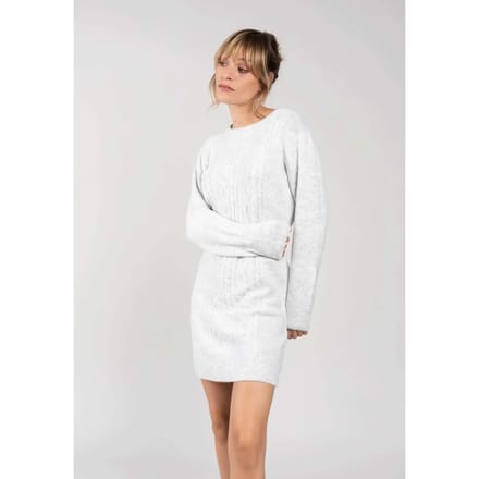 DEELUXE Kabelgebreide trui jurk ANDRESSA Light Grey Mel