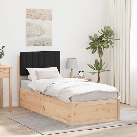 vidaXL - Bedframe - met - Gevoerde - Hoofdbord - Zwart - 75 - x - 190 - cm