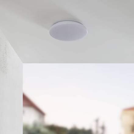 Lindby LED buiten plafondlamp Doki, 34 cm, wit, kunststof