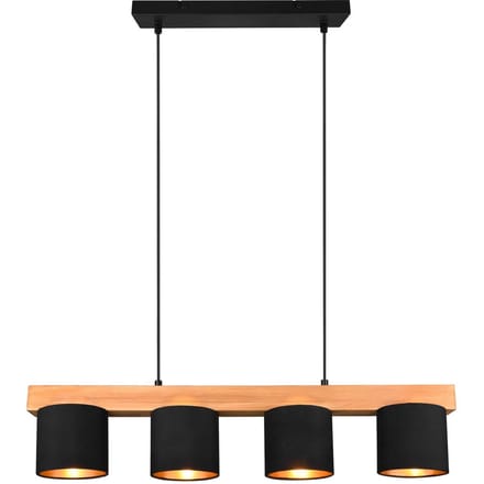 Reality Leuchten Hanglamp Cameron, 4-lamps, zwart