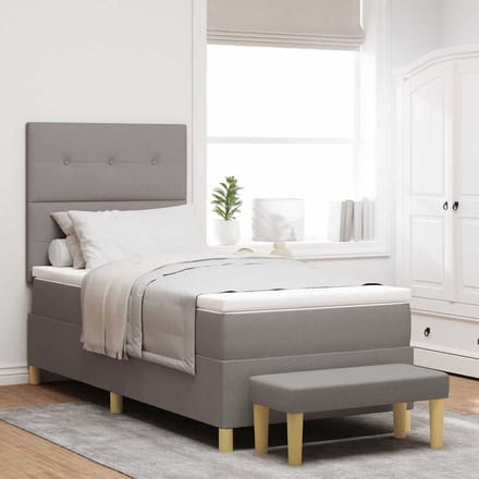 vidaXL - Boxspring - bed - met - kussen - met - hoofdeinde - Taupe - 200 - x - 100 - cm - Stof