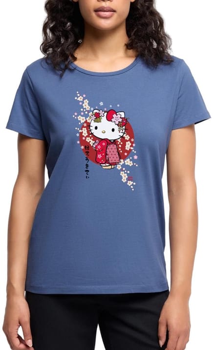 Hello Kitty In Een Rode Kimono En Kersenbloesems Premium T Shirt Dames