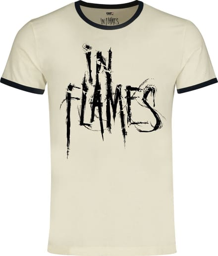 In Flames Logo - Ringer Shirt Heren T-shirt - gebroken wit - XL