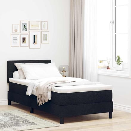 vidaXL - Boxspring - bed - met - LED-stripverlichting - Zwart - 80 - x - 200 - cm - Stof