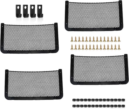 Famanu – Set van 4 opbergnetten voor auto, elastische mesh organizers met frame voor bestelwagen, caravan en boot