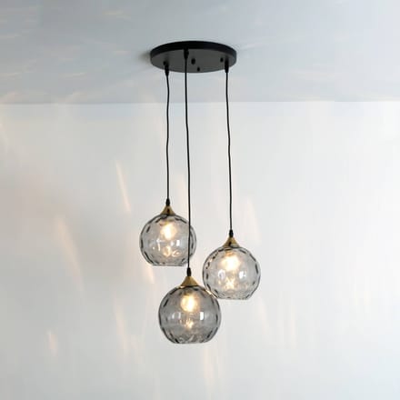 Holländer Hanglamp Milano, drie kappen van rookglas