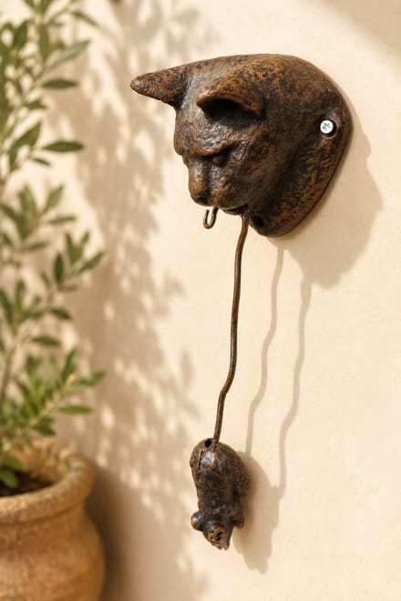 MadDeco - deurklopper - gietijzer - kat - en - muis