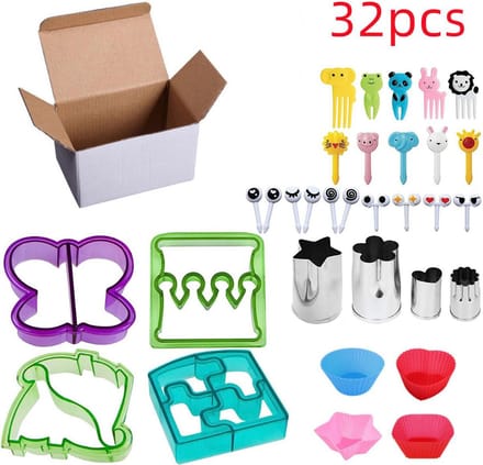 Without Lemon - Bento Maker Mix Set - Brood Vormpjes - Mini Fruit Prikkers - Cookies Cutter - 32 pcs - Decoratie - Cake - Feest - Bento - Kinderen