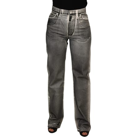 Dolce & Gabbana Grijs Gewassen Hoge Taille Denim Broek Katoenen Dames Jeans