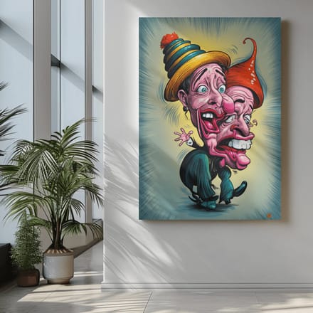 Canvas Schilderij - Cartoon - Wall Art - 60x40x2 cm