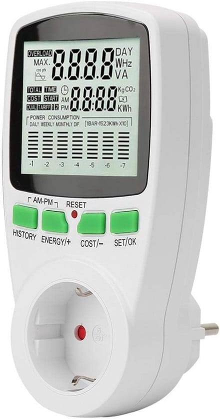 Slimme Energiemeter Stroomverbruik Meten kWh & Kosten EU Stekker