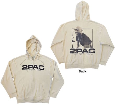 Tupac - Logo & Black Portrait Vest met capuchon - S - Creme
