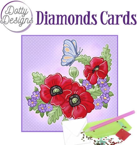 Dotty Designs Diamond Cards Red Flowers