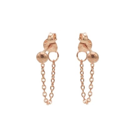 Karma oorbel Chain Ball Zilver Roseplated-M1850