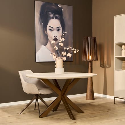 StarFurn Eettafel Madison - Rond Zandkleur Hout - 130x130x76cm