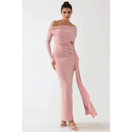Asymmetrische Kraag Bodycon Maxi Jurk