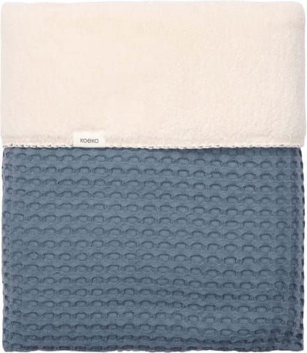 Koeka wiegdeken wafel/teddy Oslo - bluestone - 75x100