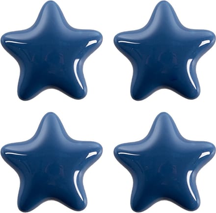 Clayre & Eef Deurknop Set van 4 Ster Ø 4 cm Blauw Keramiek
