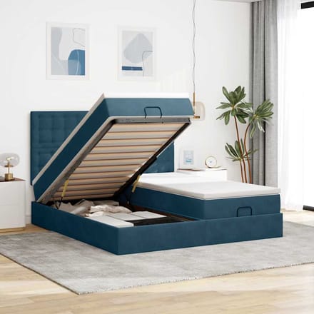 vidaXL - Ottoman - bed - met - matrassen - en - LED's - 160x200cm - fluweel