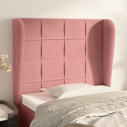 vidaXL - Hoofdbord - met - randen - 93x23x118/128 - cm - fluweel - roze