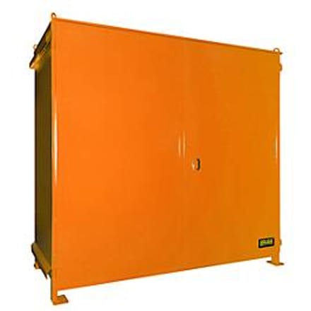 Stellingcontainer BAUER CEN 29-2, staal, dubbele scharnierdeur, B 3175 x D 1500 x H 2980 mm, oranje