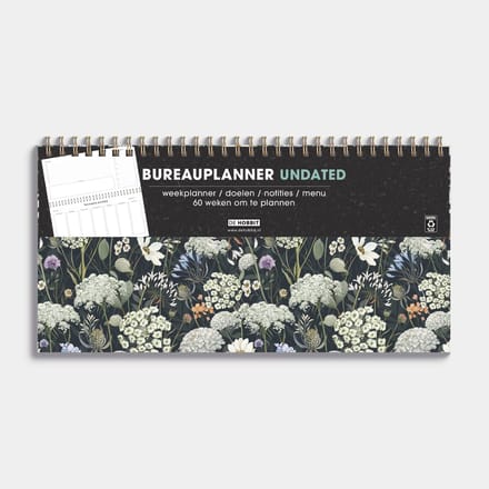 Hobbit - Bureauplanner Undated - 1 week op 1 pagina - Deskplanner - Weekplanner - Harde Kaft - (15 x 27,5 cm) - Weidebloemen