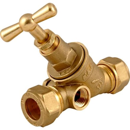 BPE Stopkraan met aftapgelegenheid 2 x klem 22mm