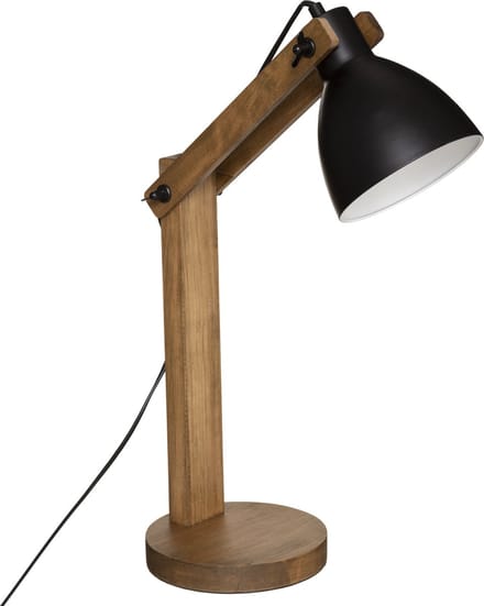 Atmosphera Tafellamp Cub - bureaulampje Design Light - hout/zwart - H56 cm - Leeslamp