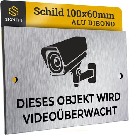 Waarschuwingsbord - Camera beveiliging - Privacy perceel - Aluminium dibond - 100 x 60 mm - Geborsteld