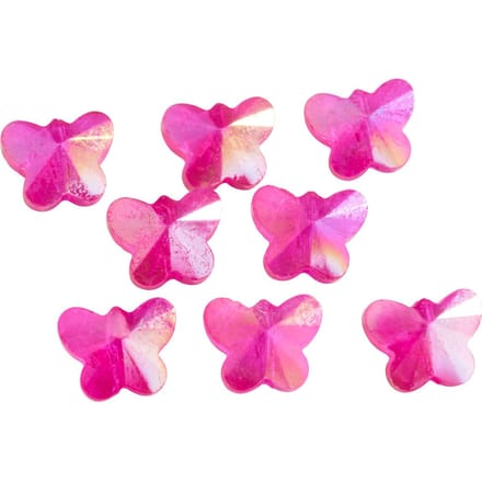 Glas geslepen kralen vlinders - Fuchsia