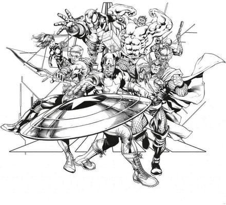 Fotobehang - Avengers Black and White 300x280cm - Vliesbehang
