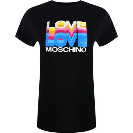 Love Moschino Gelaagd Logo Zwart T-shirt