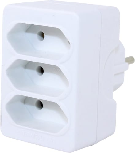 Scanpart stopcontact splitter - Verloopstekker - 3 voudig - 3x Euro - Met randaarde - NL