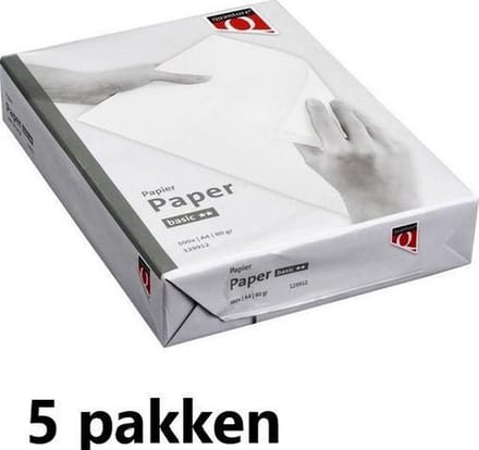 Quantore - Kopieerpapier - Printpapier - Basic - A4 - 80 gram - Wit - 5 x 500 vellen