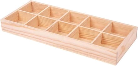 Houten Opbergdoos - Verdeelde Bak - Desktop Organiseren - Rustieke Uitstraling - 10 Vakken - Multicolor