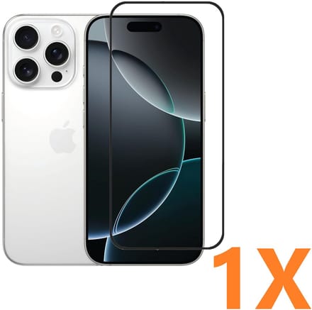 Screenprotector Glas - Full Coverage Tempered Glass Screen Protector [volledige dekking] - 1x Geschikt voor: Apple iPhone 16 Pro Max