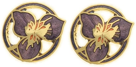 Behave - Oorclips dames - bloemmotief - paars - 1,5 cm